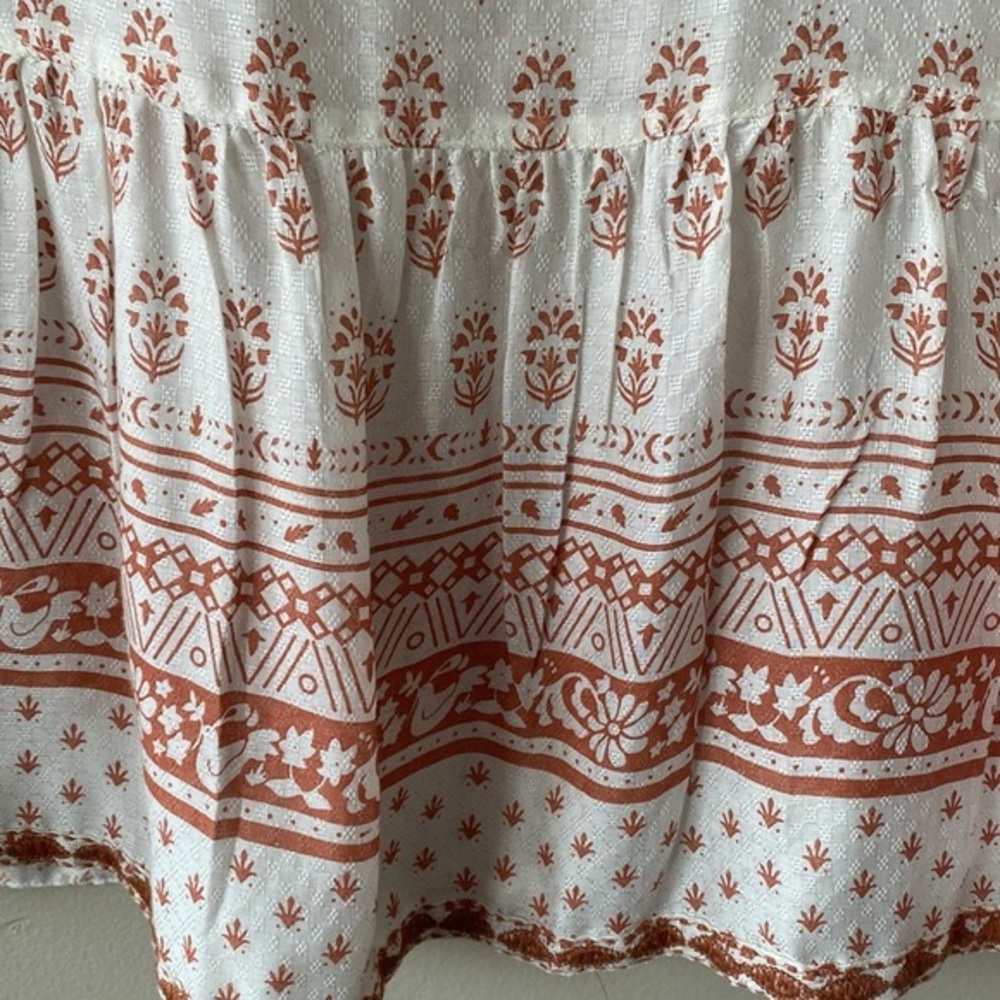 Sigrid Olsen Cream Block Print Swing Peplum Top - Picture 9 of 9